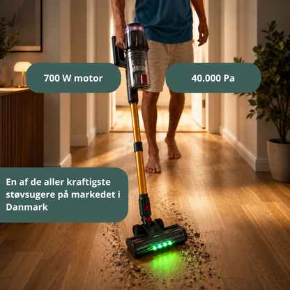 DanishClean - Støvsuger Pro™ – Ledningsfri støvsuger – 700 W – 40.000 Pa