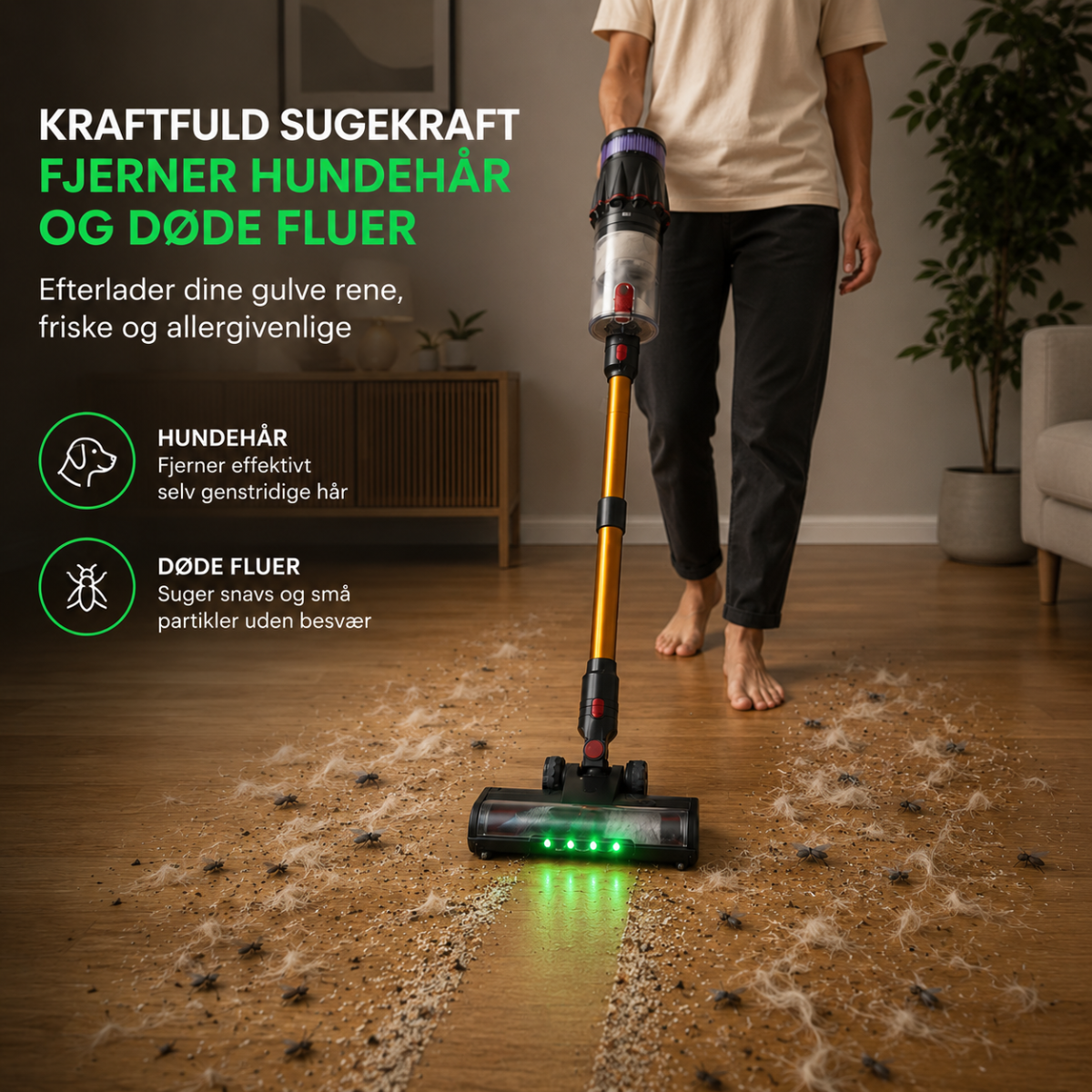 DanishClean - Støvsuger Pro™ - Ledningsfri støvsuger - 700 W - 40.000 Pa