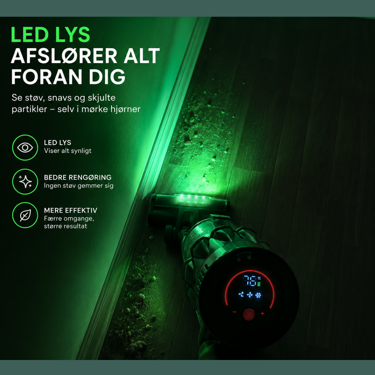 DanishClean - Støvsuger Pro™ - Ledningsfri støvsuger - 700 W - 40.000 Pa