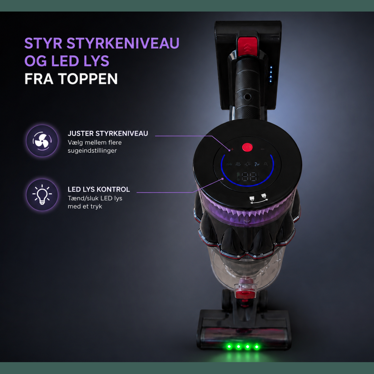 DanishClean - Støvsuger Pro™ - Ledningsfri støvsuger - 700 W - 40.000 Pa